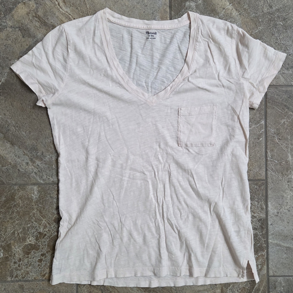 Madewell Blush V-Neck Short Sleeve Tee Size Small summer beachy